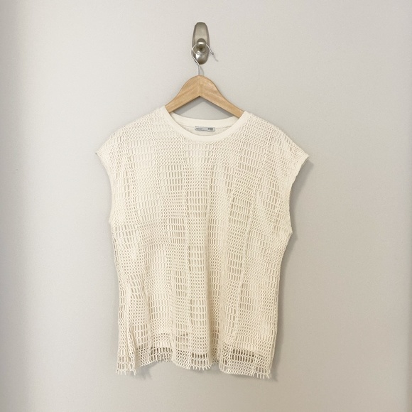 Zara Crochet Cream Sleeveless Blouse - Size M - Picture 2 of 6